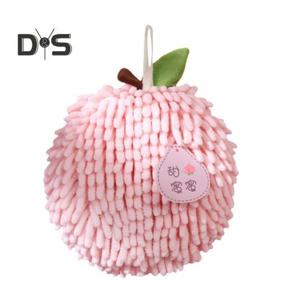 (pink) Chenille Hand Towel With Hanging Strap Highly Water Absorbent Soft Superfine Fiber Thickened Rag Stain-resistant Reusable Kitchen Bathroom Cleaning