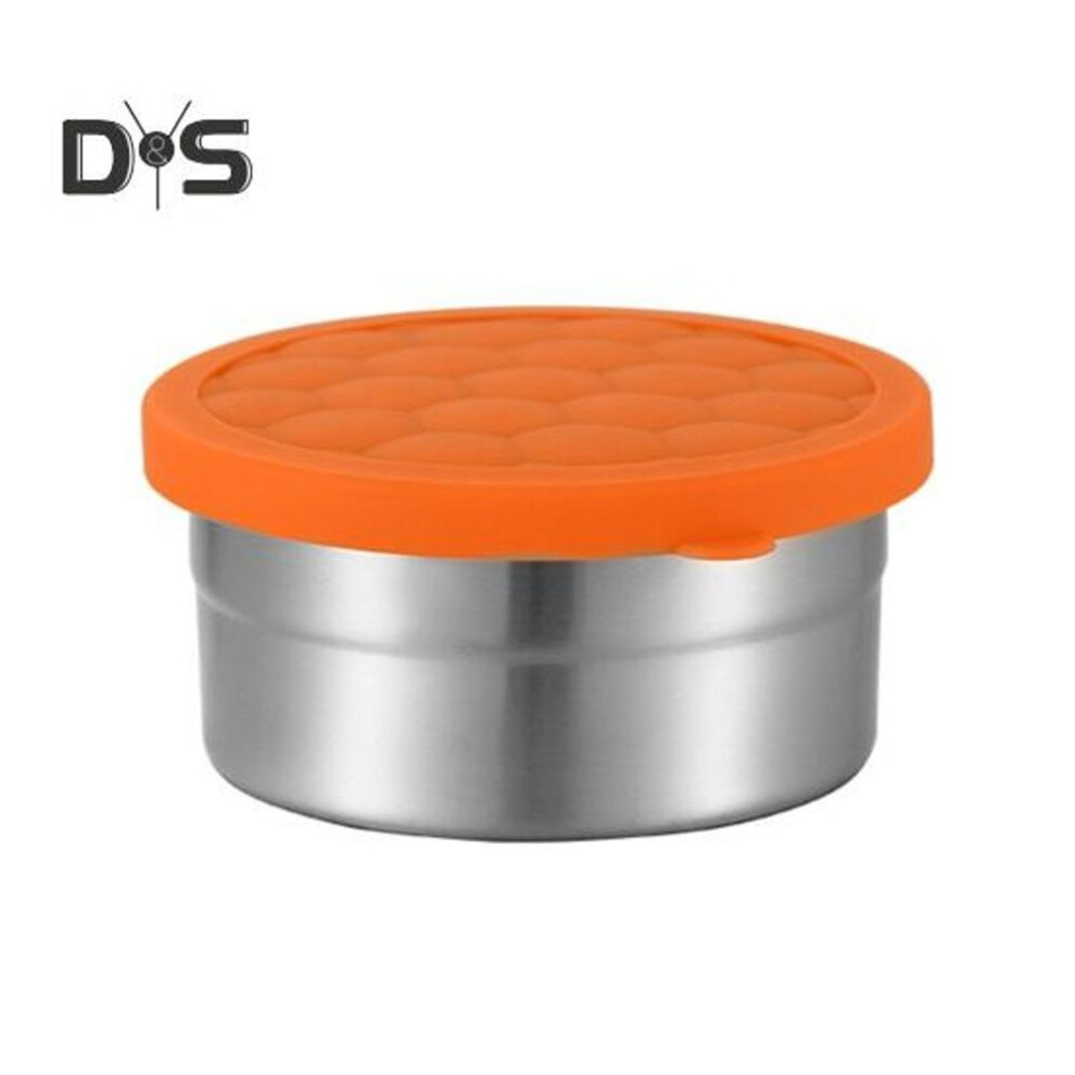 (as the picture, L) Stainless Steel Snack Box with Silicone Lid Leak-Proof Small Food Containers Reusable Metal Lunch Box Stackable Crisper Box for Kids School