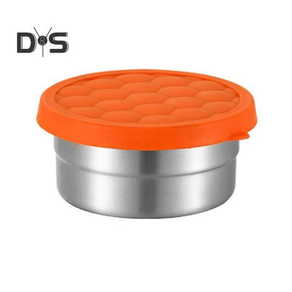 (as the picture, S) Stainless Steel Snack Box With Silicone Lid Leak-proof Small Food Containers Reusable Metal Lunch Box Stackable Crisper Box For Kids School