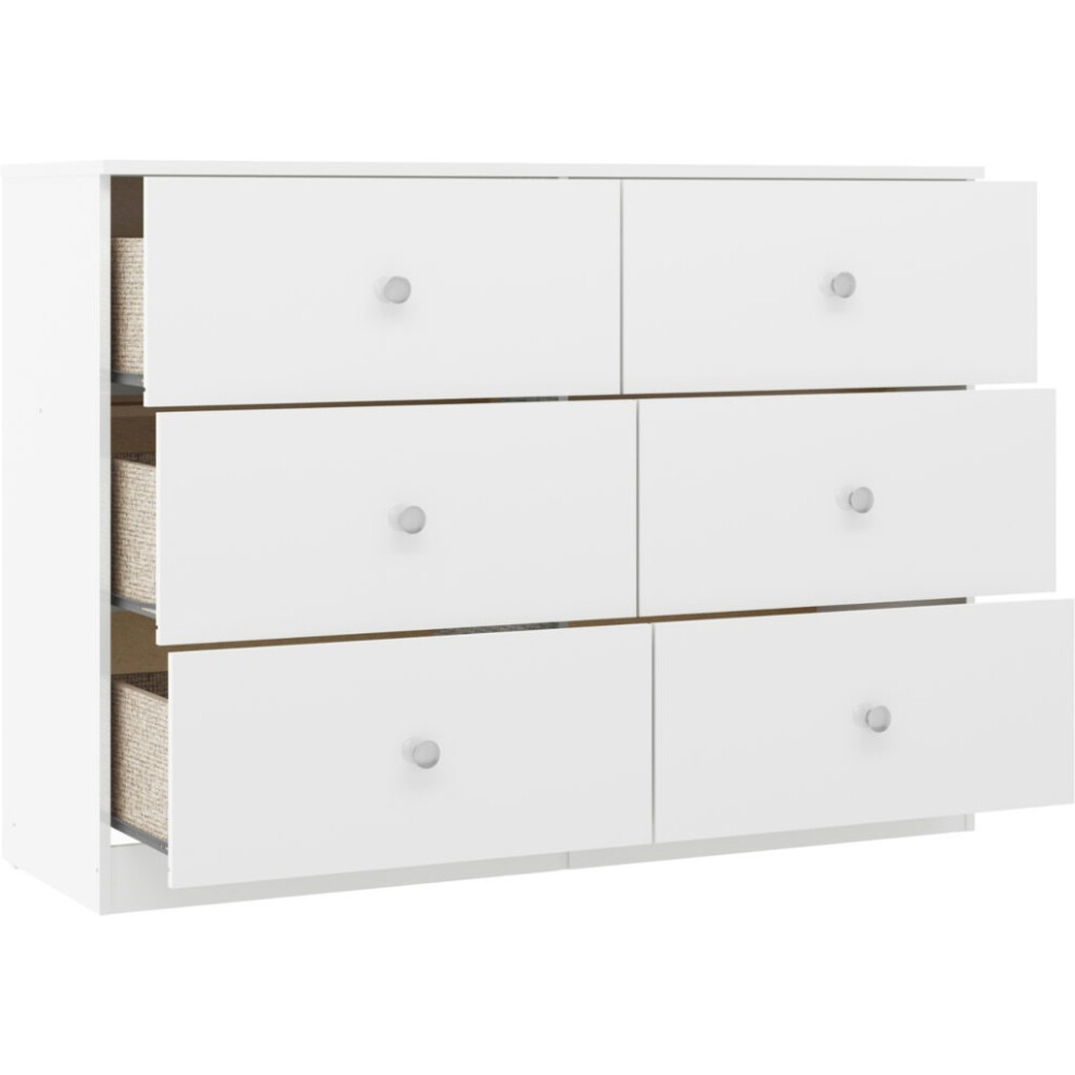 Denver 6 Drawer Chest of Drawers White Gloss