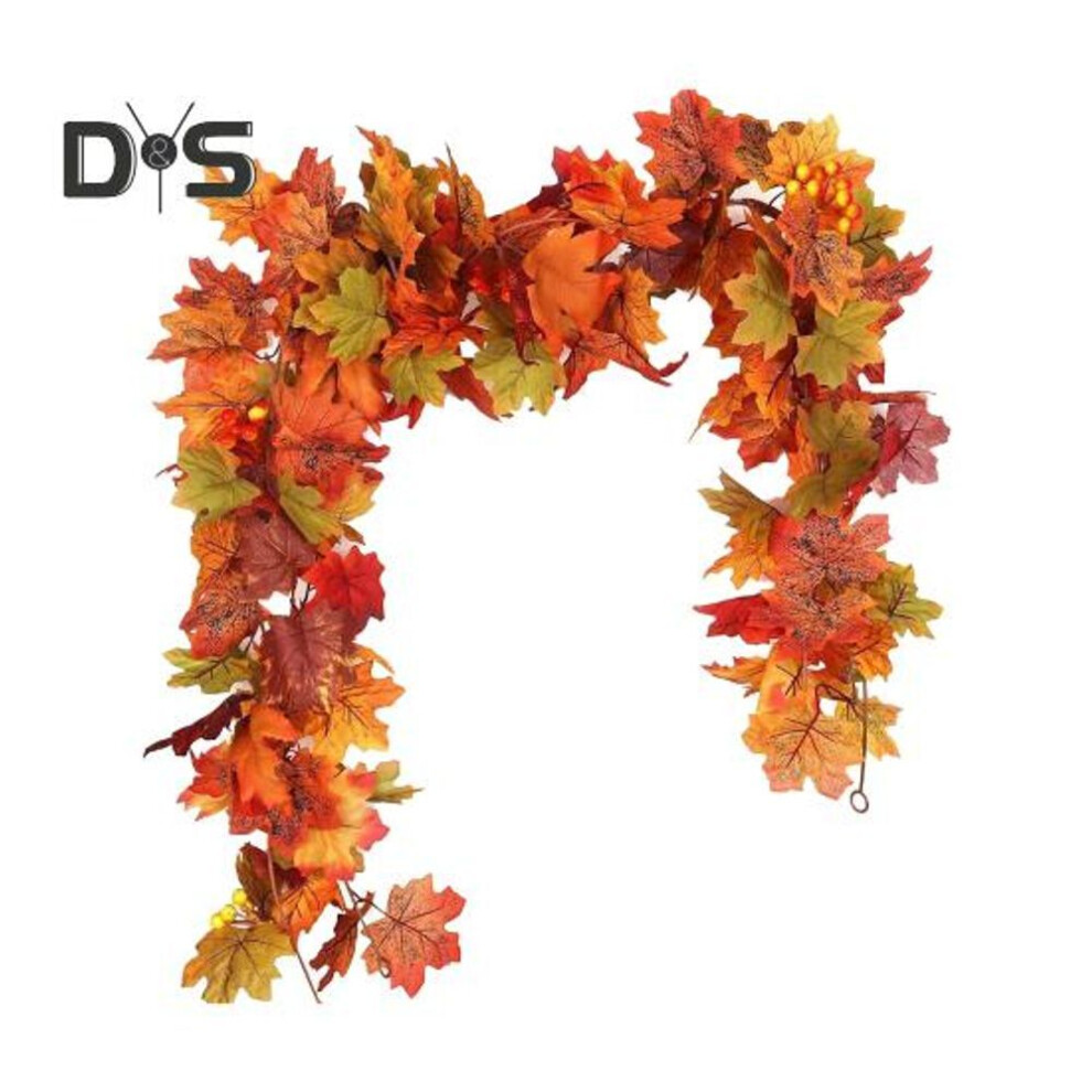 (as the picture, B) 175cm Artificial Maple Leaf Garland Home Garden Indoor Outdoor Hanging Faux Plant Leaves Vine Halloween Fall Harvest Festival Decoration