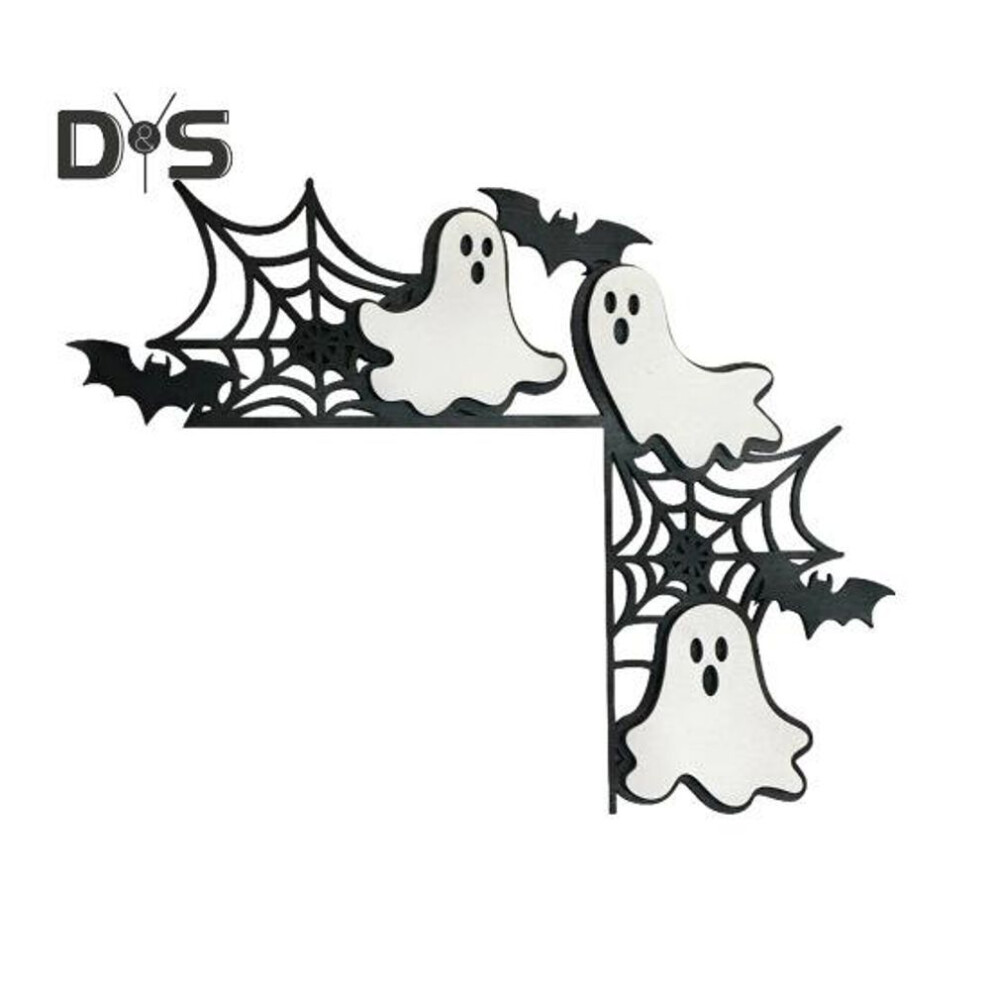 (as the picture, A) Halloween Door Frame Decoration Rustic Wooden Pumpkin Ghost Witch Door Corner Sign Home Office Front Door Topper Sitter Festival Ornament