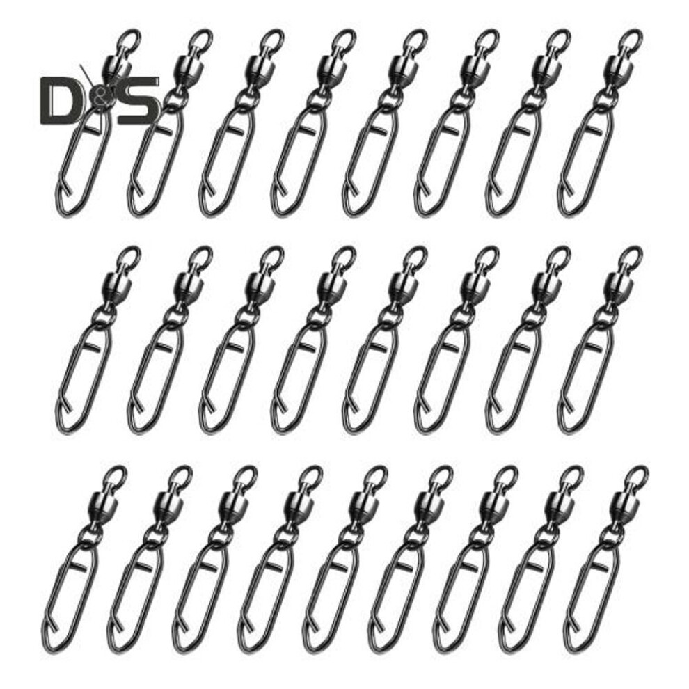 (as the picture, F) 25Pcs Fishing Power Clip Ball Bearing Swivel Quick Change Topwater Speed Clip Snap Swivel Saltwater Freshwater Fishing Accessories