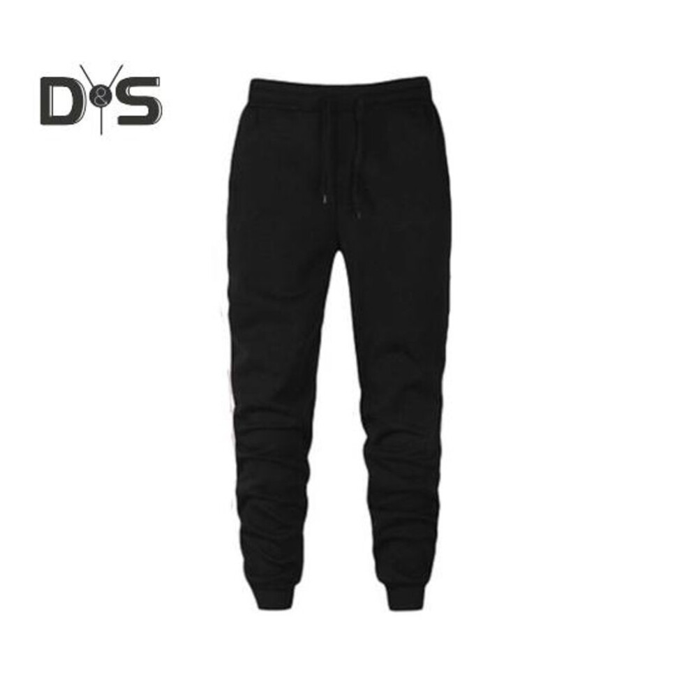 (black, XL) Men Sport Pants Solid Color Ankle-banded Sweatpants Drawstring Elastic Waist Loose Trousers with Reinforced Pocket Stitching for Daily Exercise