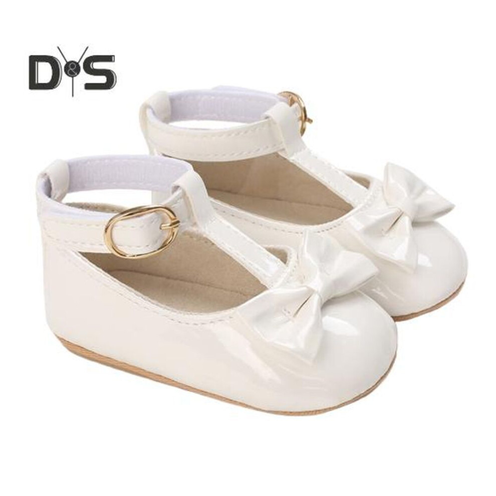 (white, 13cm) 1 Pair Baby Shoes For 0-18 Months Toddlers Anti-slip Baby Girl Flats Soft Sole Hollow Out Bow Sandals Adjustable Princess Style Newborn Shoes