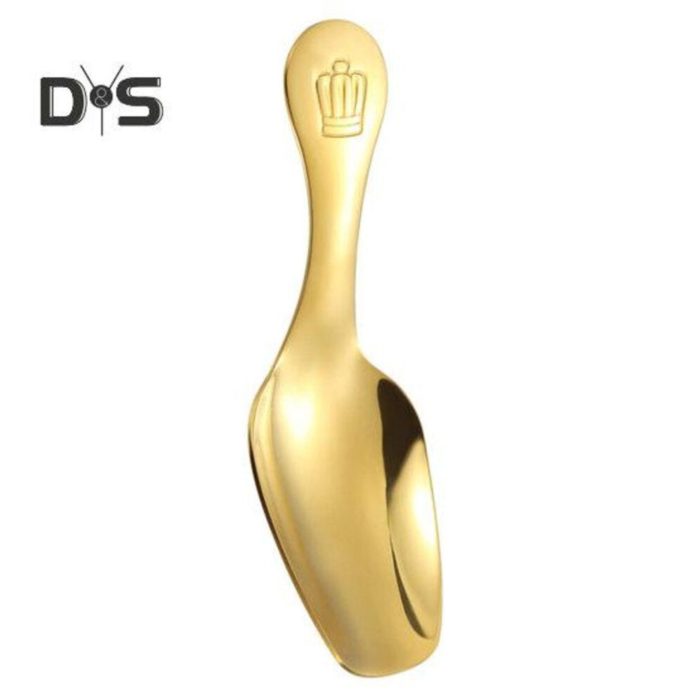 (golden) Thickened Tea Spatula Crown Pattern Practical Mini Portable Tea Sugar Salt Spice Spoon Kitchen Tool