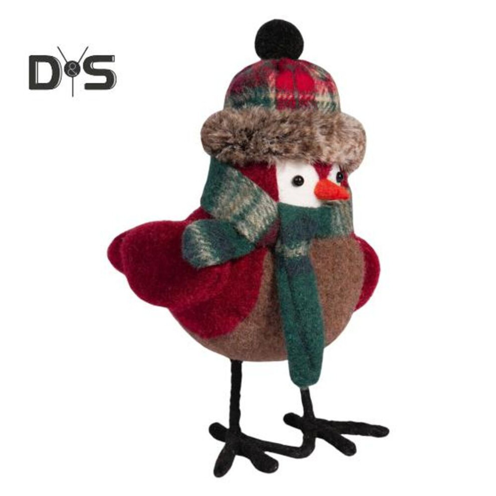 (as the picture, C) Christmas Bird Plush Standing Figurines Cute Birds Table Decorations for Xmas Tiered Tray Decor Festive Holiday Ornaments Gifts