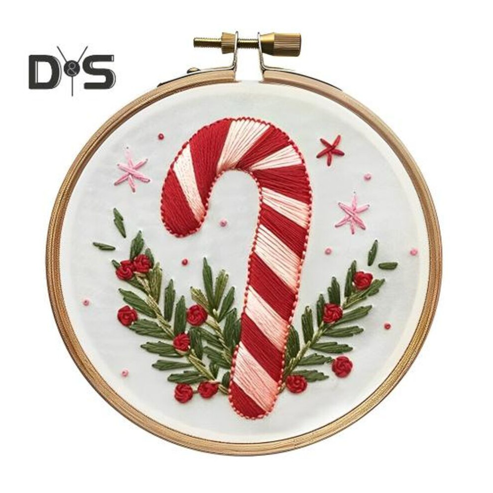 (as the picture, 15cm A) Christmas Embroidery Kit Xmas Themed Embroidery Pattern With Hoop Needles Threads Diy Embroidery Set For Adults Beginners