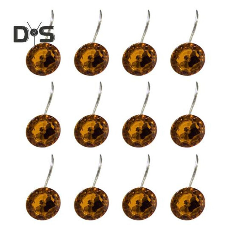 (orange) 12pcs S-shaped Metal Hooks Set Strong Load-bearing Rust Proof Multifunctional Diamond Shaped Decorative Shower Curtain Hooks