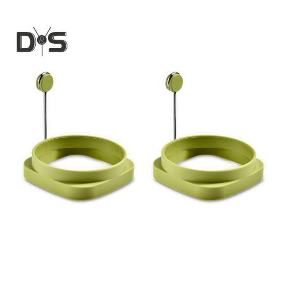 (light green, 2pcs) 2pcs Silicone Omelette Maker Flexible Durable High-temperature Insulated Mould With Handle For Kitchen Restaurant Frying Eggs