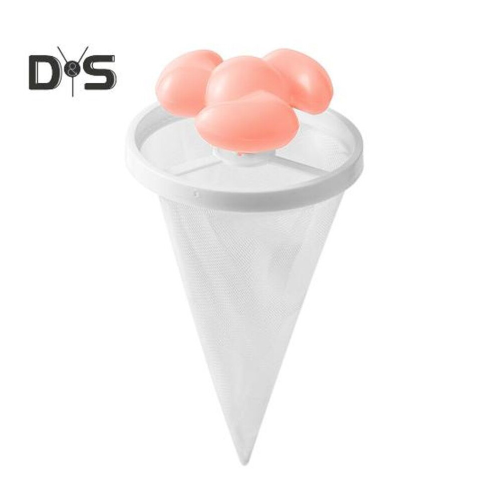 (pink) 1/3Pcs Wool Sticker Filter Bag Washing Machine Prevent Clogging Easy to Use Reusable Mesh Drain Pipe Cleaner