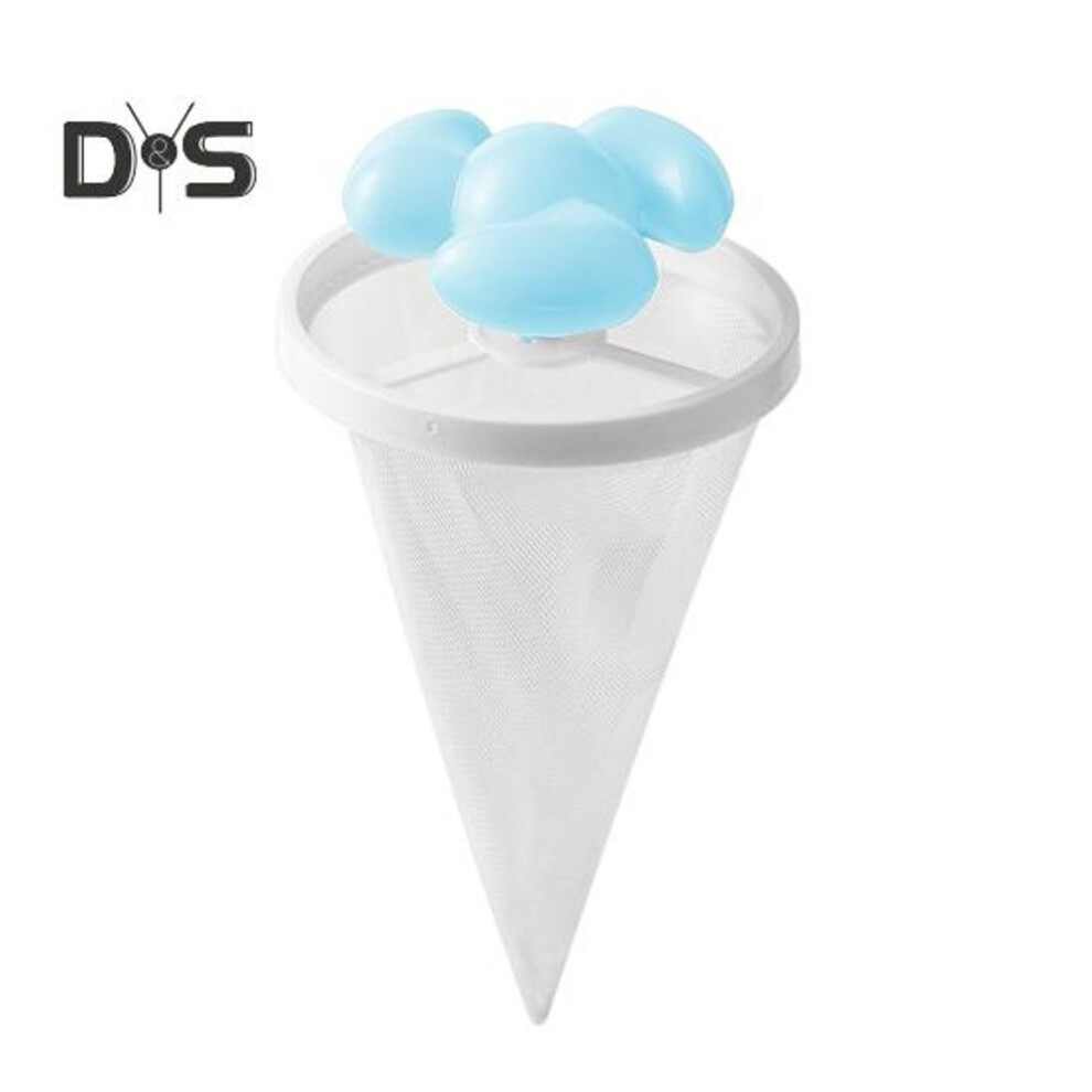 (blue) 1/3Pcs Wool Sticker Filter Bag Washing Machine Prevent Clogging Easy to Use Reusable Mesh Drain Pipe Cleaner