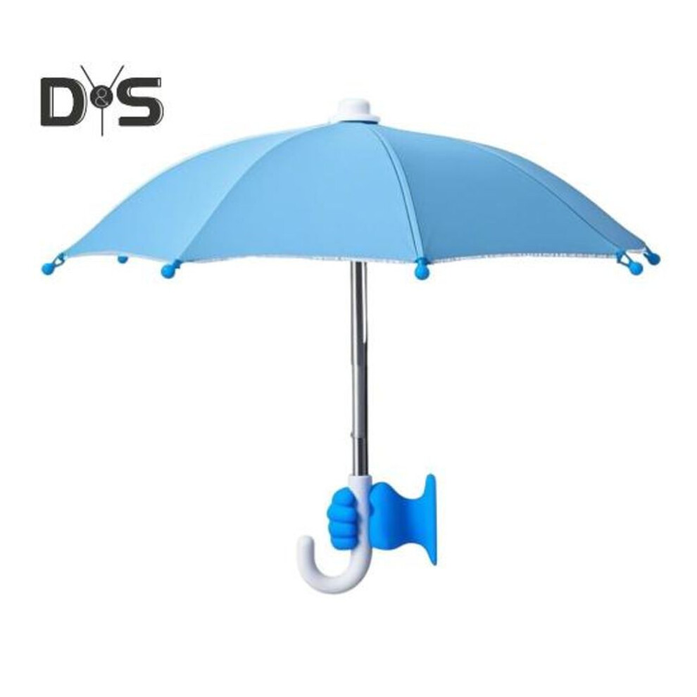 (sky blue) Phone Umbrella with Fist Suction Cup UV Protection Universal Mini Windproof Sun Shade Mobile Phone Umbrella Phone Accessories