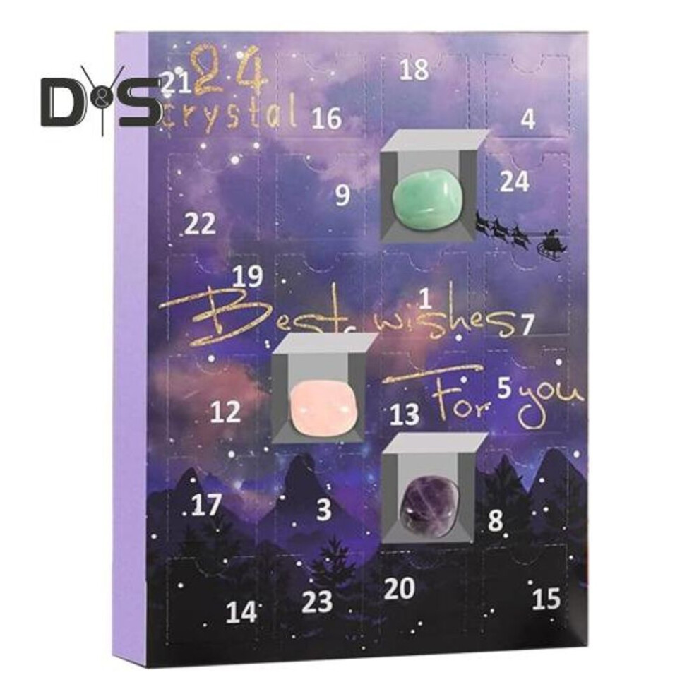 Gemstone Christmas Advent Calendar 24 Days Christmas Stone Countdown Calendar Christmas Countdown Rock Collection Gift for Kids Teens Adults