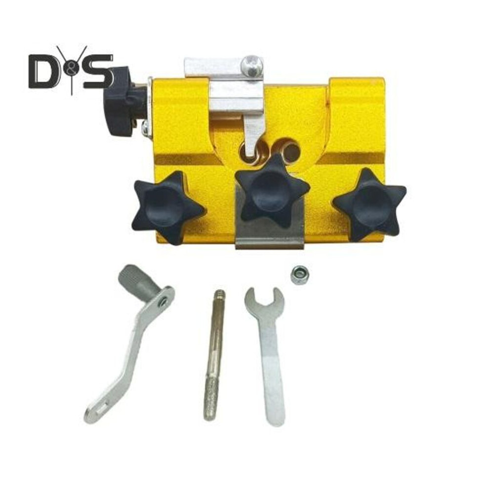 (yellow, A) Chain Grinder Hand Crank Sharpener Precise Positioning Easy To Use Portable Handheld Chainsaw Sharpener Tool