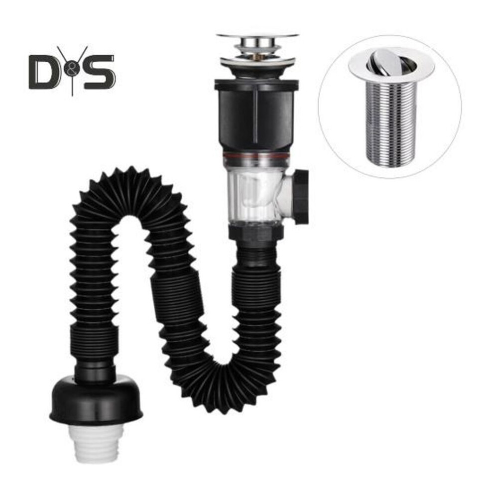 (black, A) Bathroom Sink Drain Kit With Flexible Expandable P-trap Leak-proof Odor Prevention Easy Installation Flexible Sink Drain Pipe Set