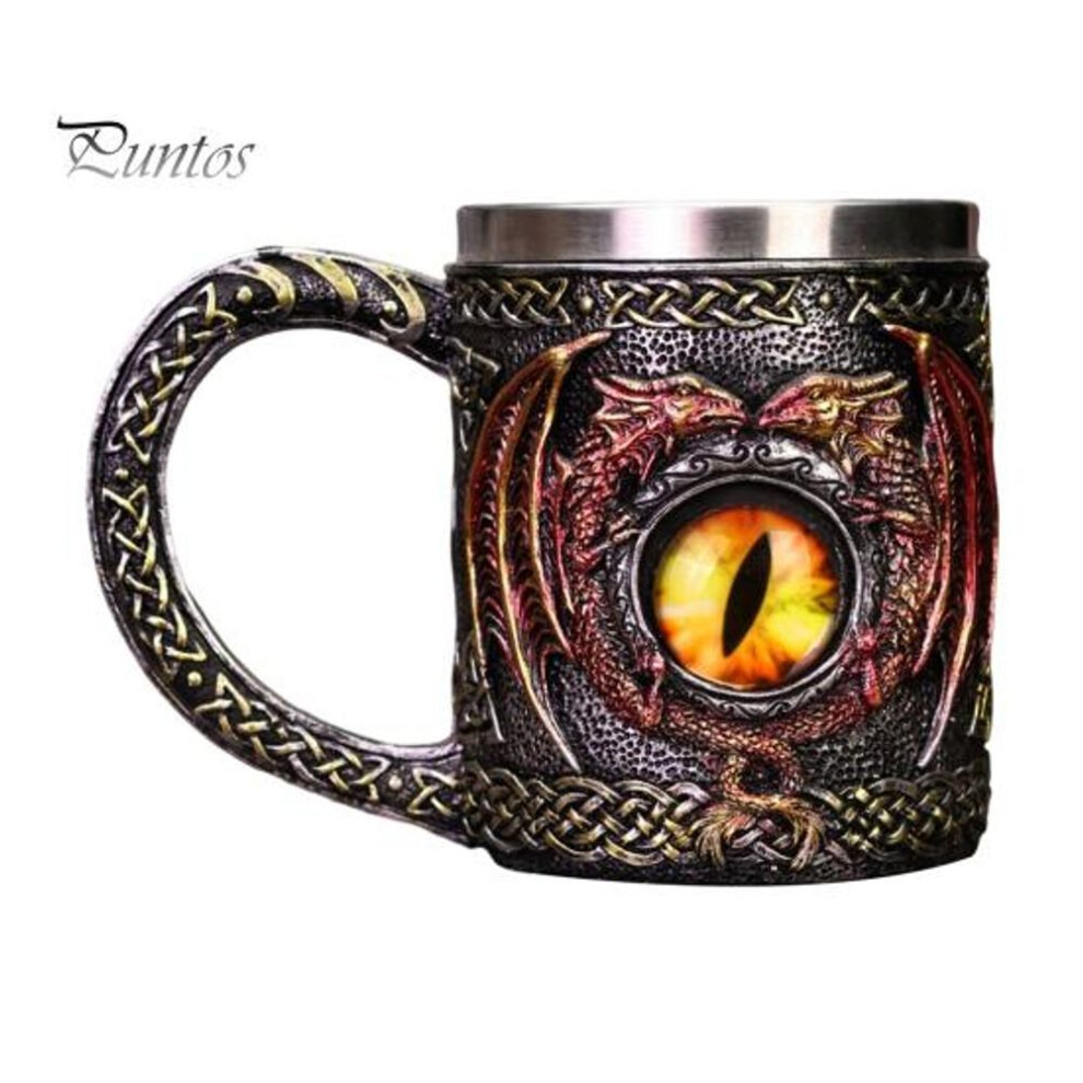 Viking Dragon Beer Mug 450ml Stainless Steel Resin Cup Hand-painted Medieval Mug For Beer Coffee Tea Gift For Men Fans Viking Decor