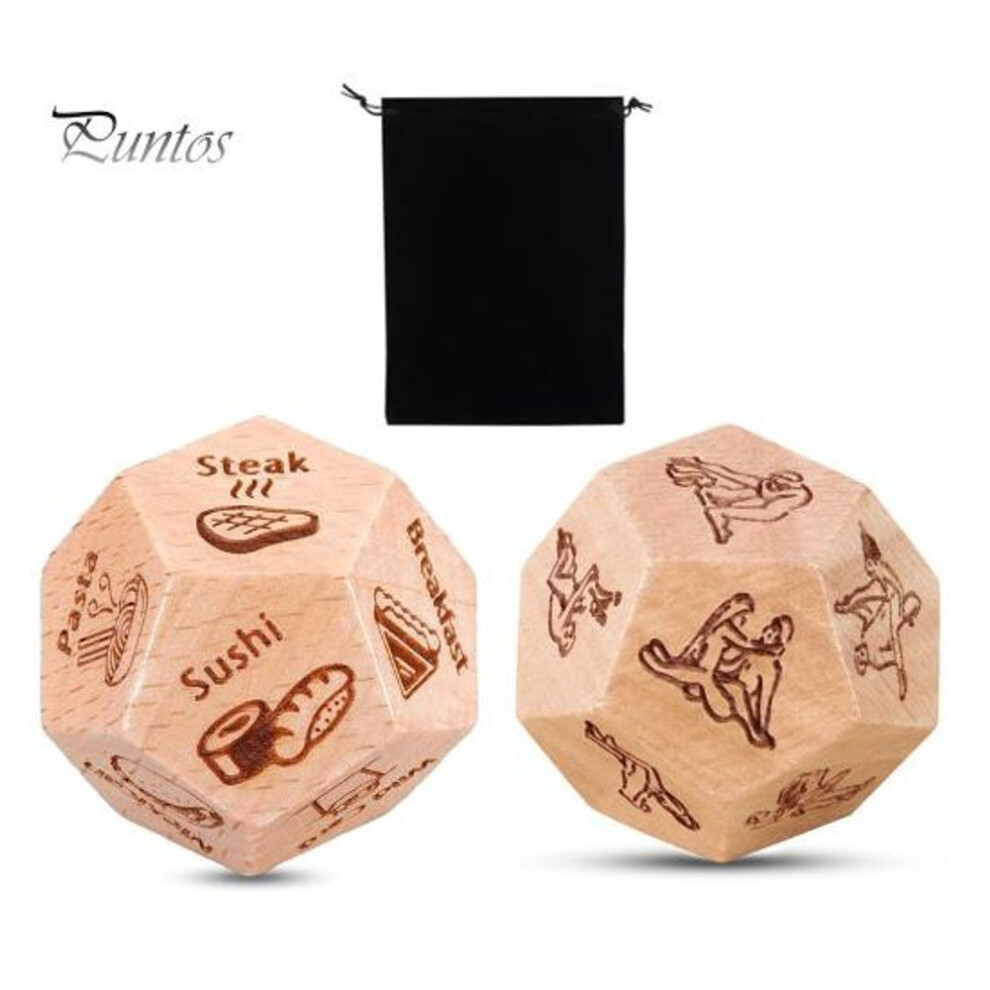 (as the picture, 1 Set) Date Night Dice Wooden Food Decision Dice 12 Side Date Night Ideas Anniversary Valentine's Day Gift For Adult Couples Husband Wife