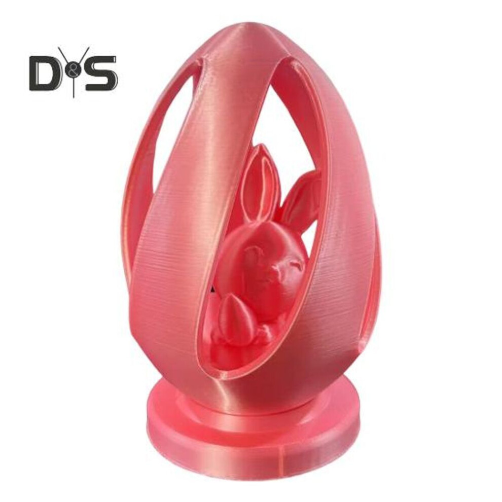 (pink) Easter Bunny Egg 3D Printed Hollow Egg with Bunny Inside Rabbit Egg Table Centerpiece for Easter And Spring Party Decorations