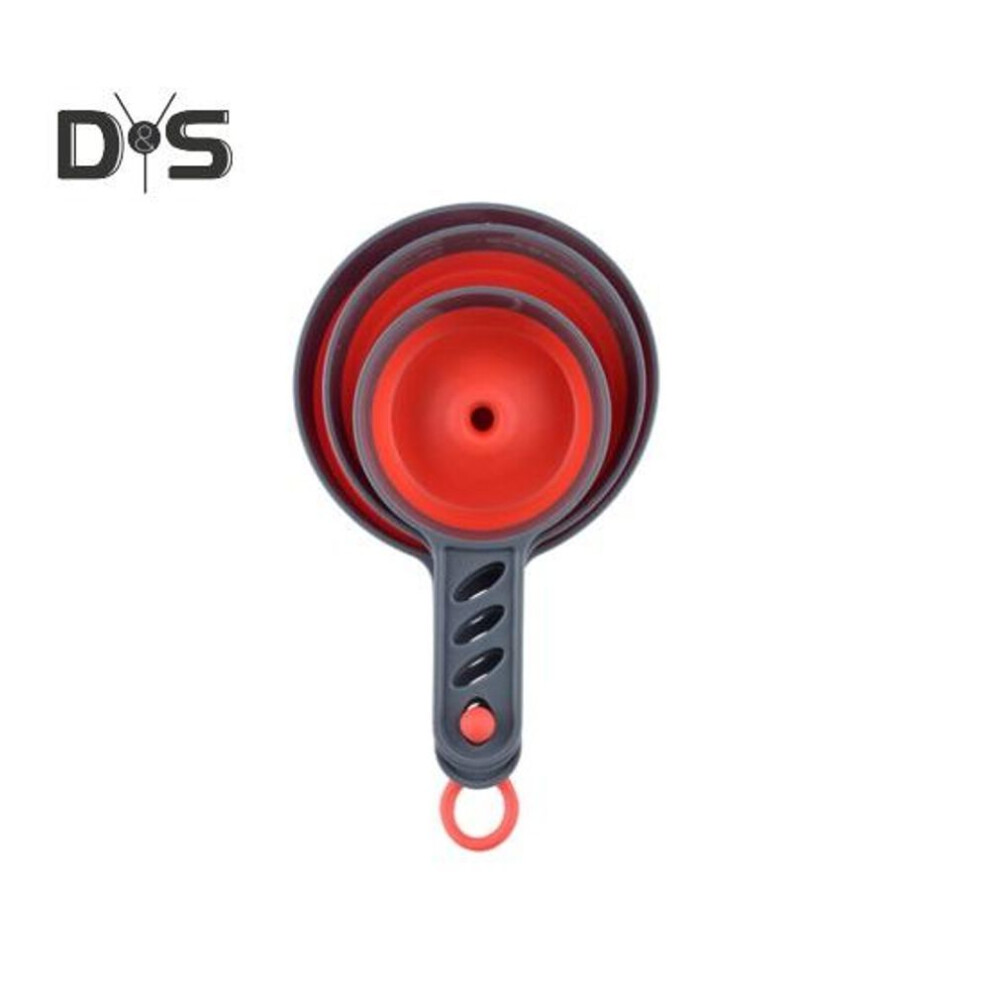 (red) 3pcs Wear-resistant Jam Funnel Large Mouth Durable Folding Food Liquid Spice Oil Funnel