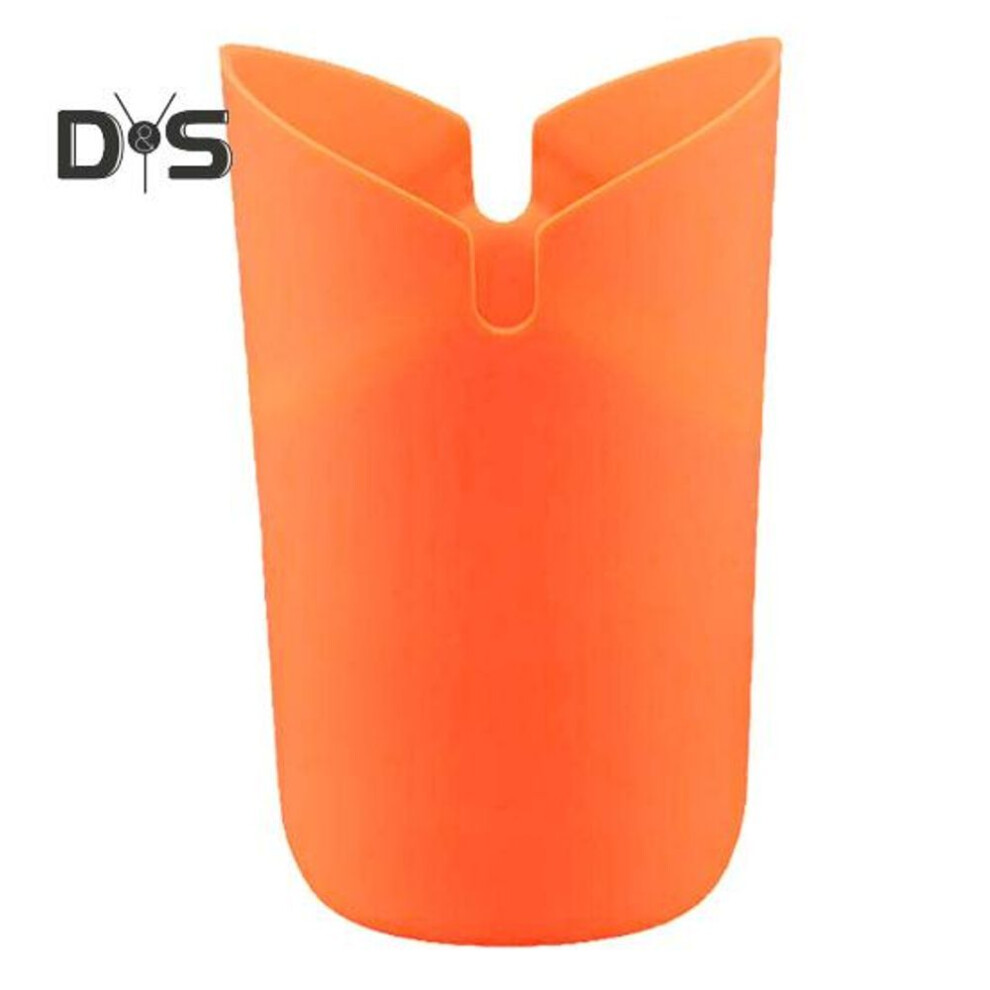(orange) Large Capacity Popcorn Bucket Foldable Silicone Microwave Open Top Popcorn Holder Kitchen Accessories