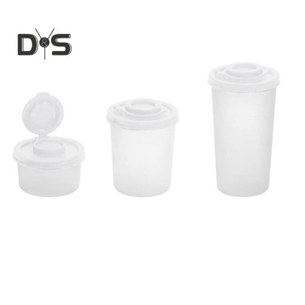 (white) 3 Pcs Clear Saltshakers Pepper Shakers Set Moisture Proof Spice Jar Seasoning Bottle for Camping Picnic Travel Reusable Plastic Airtight Dispenser