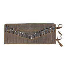 Jakoavain Roll Up Pouch Heavy Duty vahattu kankainen työkalulaukku Tool Järjestäjälaukku, jossa 20+4 taskua (ruskea)