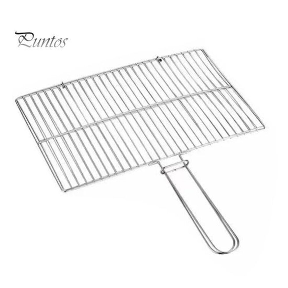 (as the picture, S) Fish Grill Basket Stainless Steel Flat Braai Grid Large Bbq Grilling Basket For Chicken Fish Steaks Vegetables Outdoor Camping Cooking Accessories