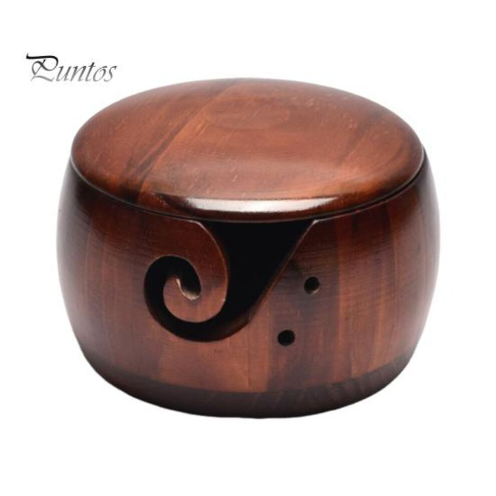 (as the picture, E) Personalized Yarn Bowl For Crocheting Custom Wooden Knitting Crochet Holder With Lid Multi-functional Craft Storage Organizer Handmade Gifts For