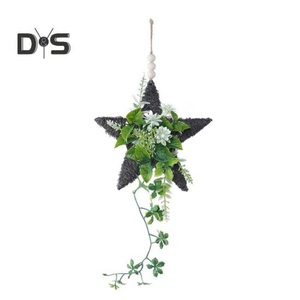 (as the picture, Star) Artificial Greenery Wreath Simulated Green Plants Decoration Faux Foliage Garland Spring Decoration For Home Front Door Wall Decor