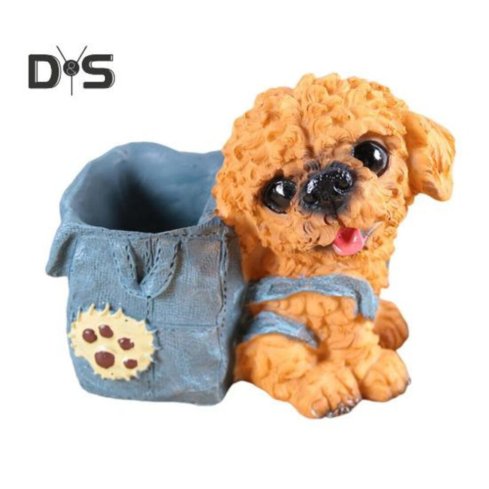 (as the picture, B) Dog Pen Holder Resin Puppy Pen Organizer Dog With Schoolbag Decoration Pencil Cup Gift For Dog Lovers Home Office Desk Decor