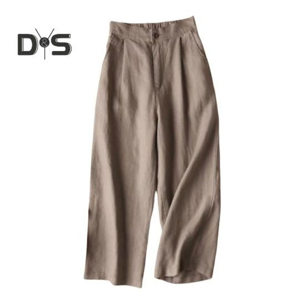 (khaki, XL) Women Pants High Waist Button Zipper Fly Casual Trousers Solid Color Straight Wide Leg Leisure Long Pants Daily Wear