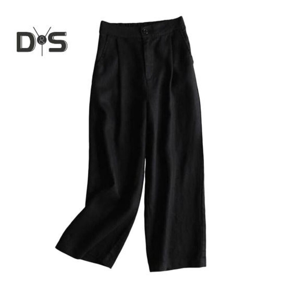 (black, M) Women Pants High Waist Button Zipper Fly Casual Trousers Solid Color Straight Wide Leg Leisure Long Pants Daily Wear
