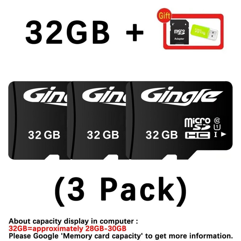 (32GB - 3 pack) Memory Card 32GB Micro SD Card SD TF Card Flash Card Class10 Memory Card 32 GB microSD TF C10 32G SDHC + card reader SD adapter Memory Card for Phone