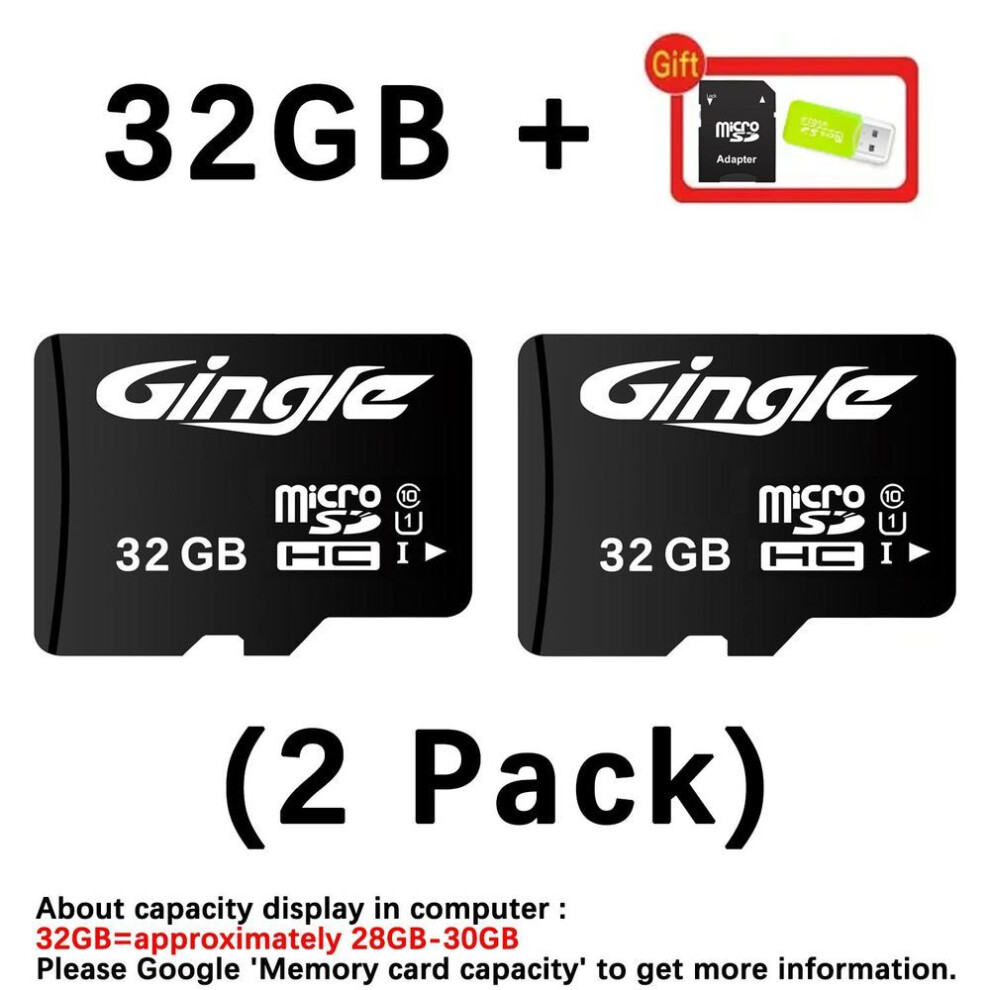 (32GB - 2 pack) Memory Card 32GB Micro SD Card SD TF Card Flash Card Class10 Memory Card 32 GB microSD TF C10 32G SDHC + card reader SD adapter Memory Card for Phone