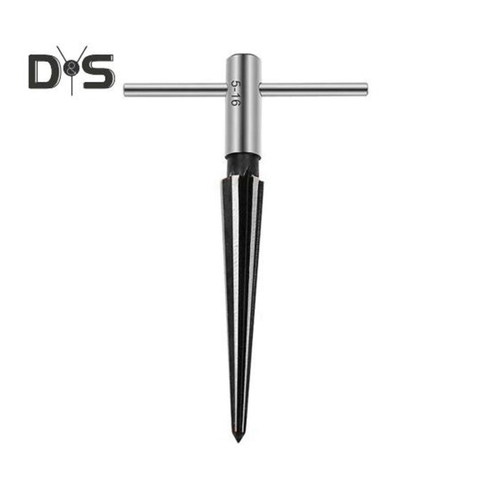 (as the picture, 5 mm) Tapered Reamer High Hardness Wear Resistant Tapered Straight Flute T Handle Reamer Woodworking Supply