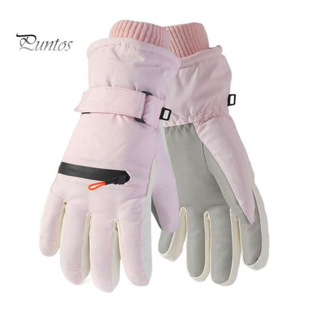 (pink) Winter Thermal Ski Gloves Windproof Snow Gloves With Touchscreen Thick Velvet Warm Glove For Cold Weather Skiing Cycling Climbing