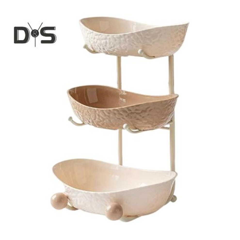 (coffee, Triple Layer) 2-tier/3-tier Fruit Tray Plastic Fruit Bowl With Metal Stand Kitchen Countertop Fruit Holder Serving Tray For Food Cupcake Dessert