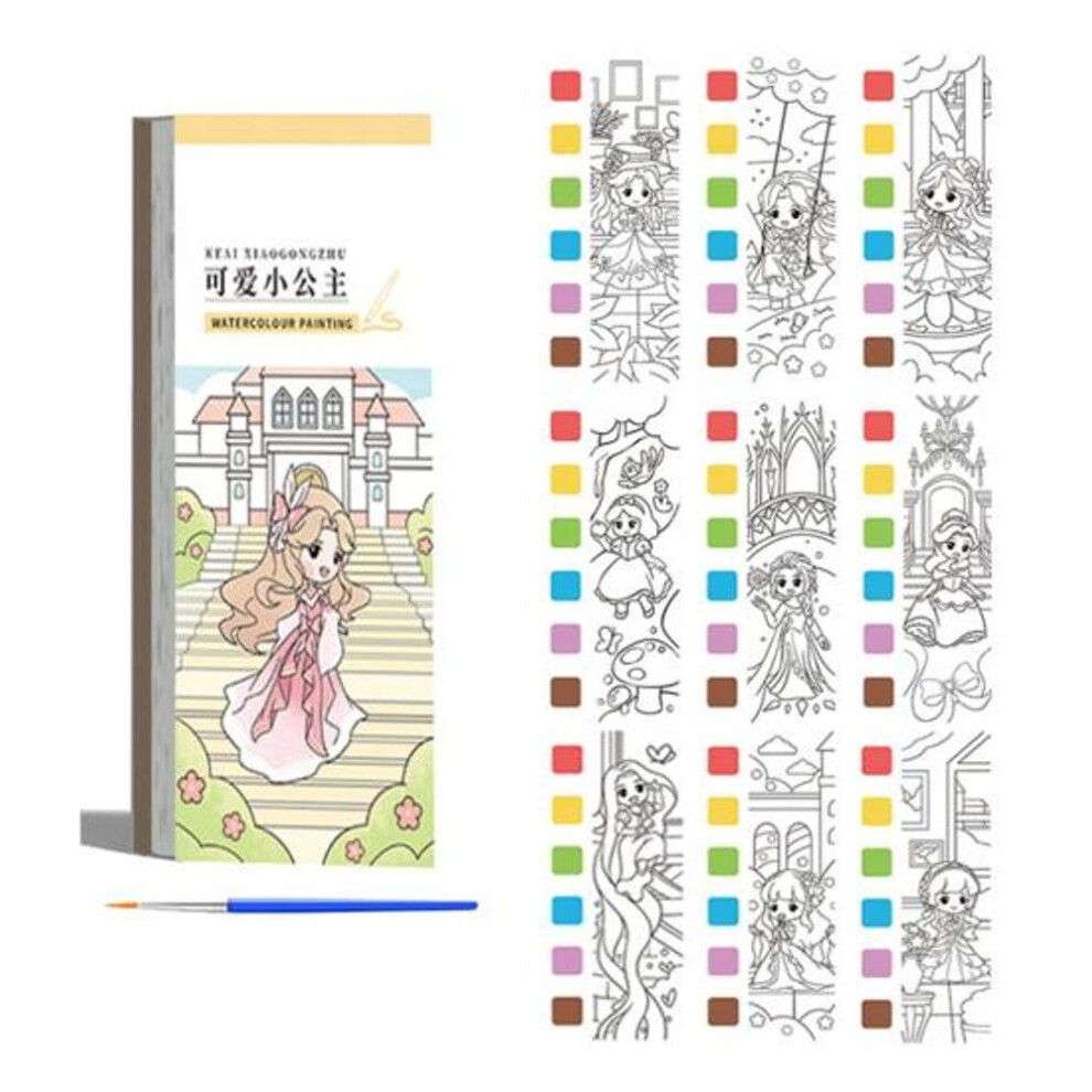 (as the picture, G) Watercolor Paint Pad Set Adults Kids Mini Watercolor Painting Book With 21 Unique Patterns Portable Pocket Art Kit