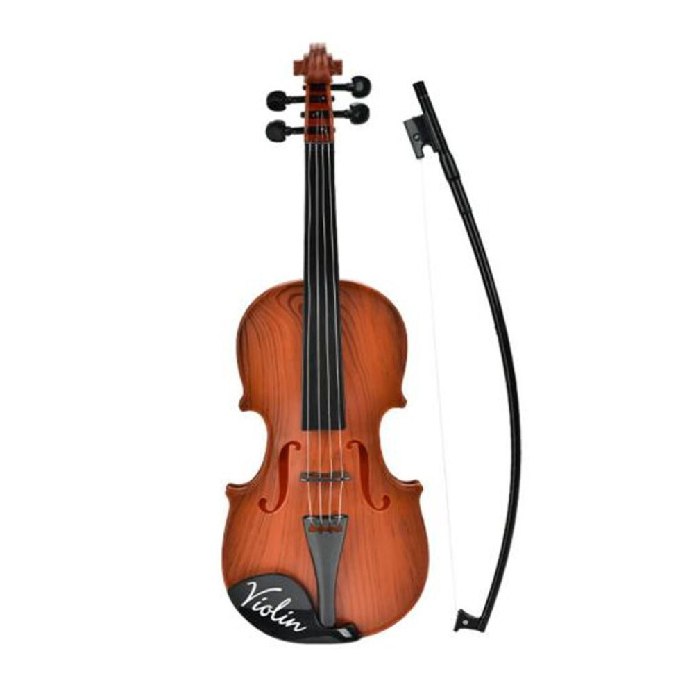 (dark brown) Kids Violin Toy Realistic Looking Simulated Violin Classical Music Learning Beginner Children Early Education Portable Musical Instruments Toy