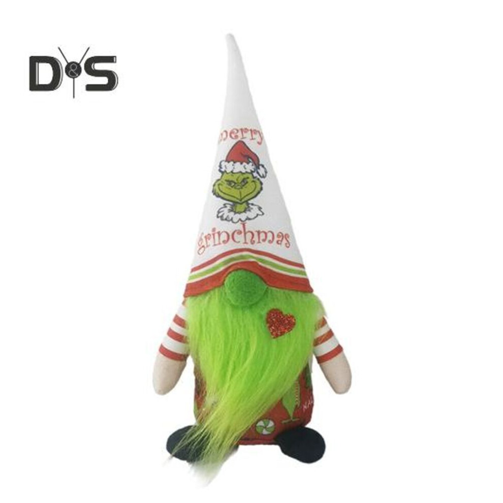 (as the picture, One Size A) Christmas Gnome Doll Green Beard Faceless Dwarf Ornament Festive Decoration Dwarf Doll With Pointed Hat For Home Party Decor