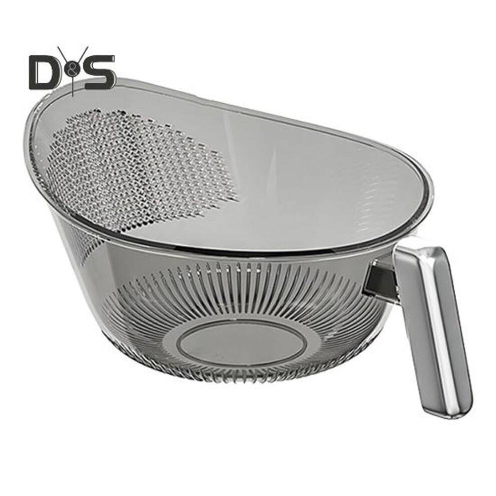 (grey) Rice Washer Strainer Bowl with Handle Food Grade BPA Free Large Capacity Rice Washing Filter Strainer Basket Colander