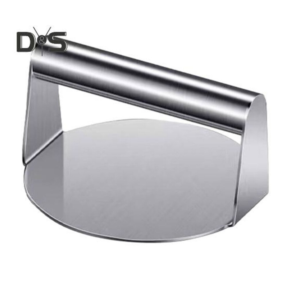 (as the picture, Round) Stainless Steel Hamburger Press With Handle Square Round Non-stick Food Grade Grill Griddle Meat Bacon Steak Burger Manual Smasher Tool Kitchen