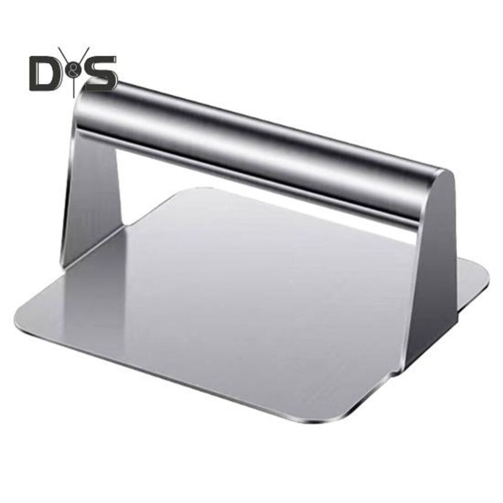 (as the picture, Square) Stainless Steel Hamburger Press With Handle Square Round Non-stick Food Grade Grill Griddle Meat Bacon Steak Burger Manual Smasher Tool Kitchen