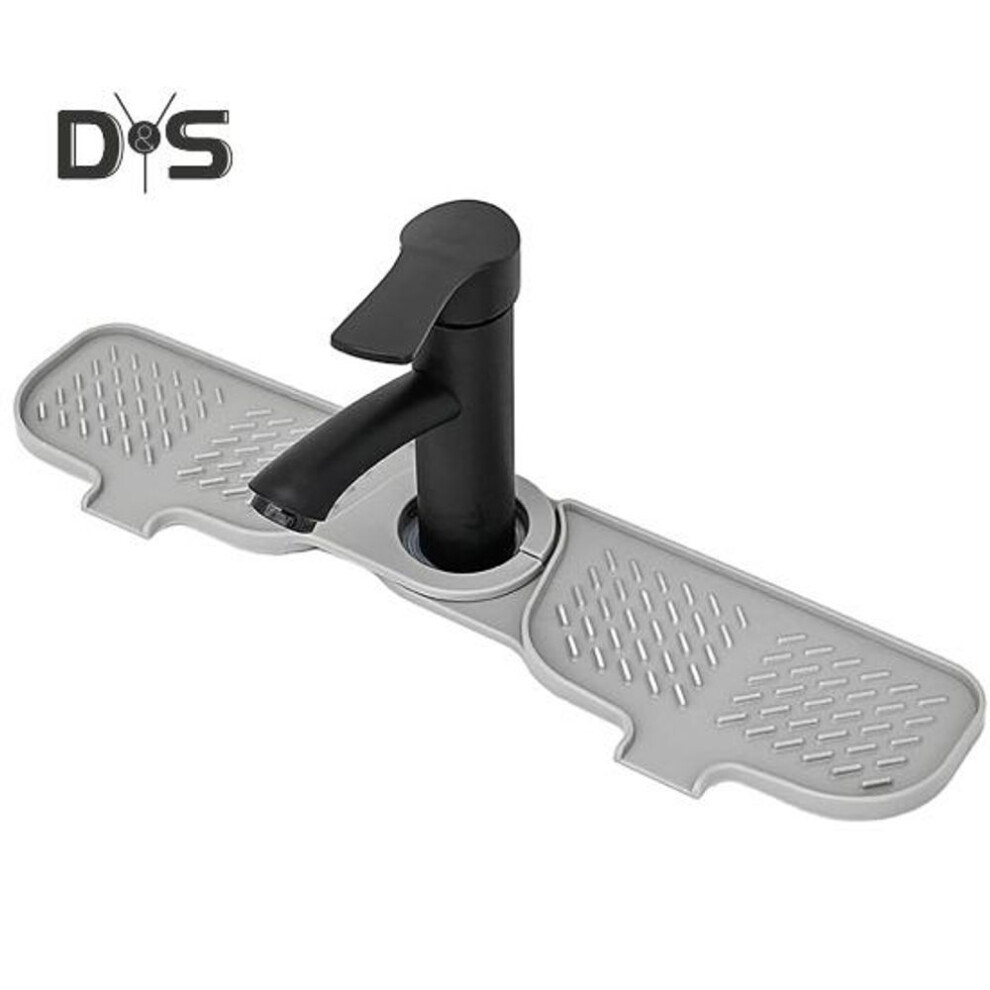 (grey) Drain Pad Easy To Clean Anti-splash Quick-drying Stain-resistant Reusable Silicone Faucet Drainage Mat