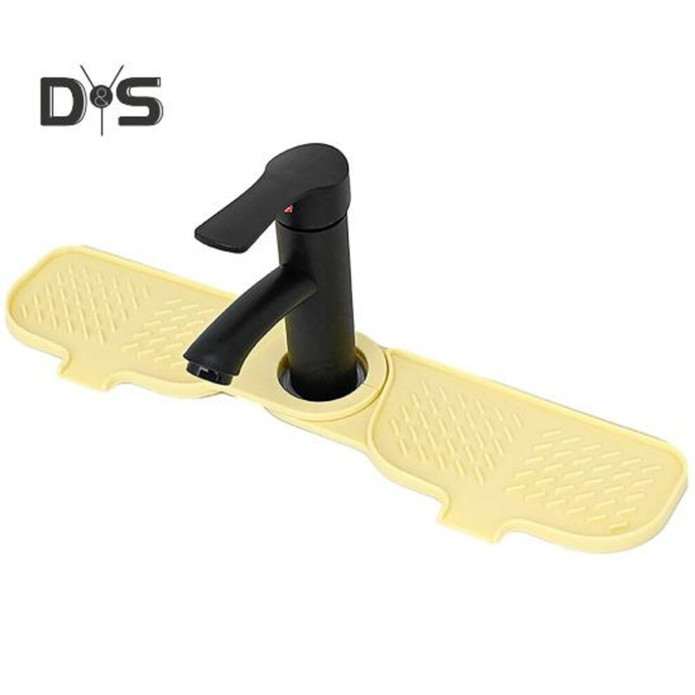 (beige) Drain Pad Easy To Clean Anti-splash Quick-drying Stain-resistant Reusable Silicone Faucet Drainage Mat