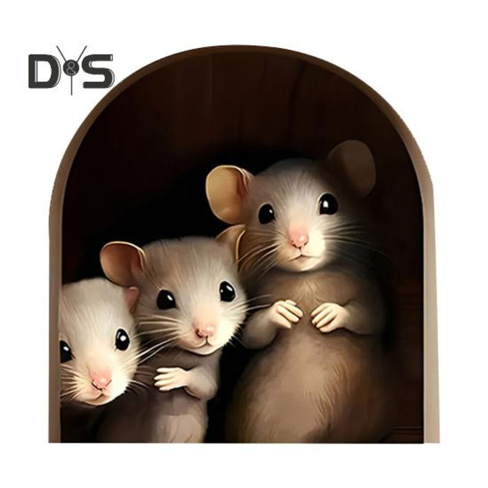 (as the picture, C) Mouse Wall Sticker Peel And Stick Cartoon Reading Mouse Wall Decal Waterproof Self-adhesive Sticker For Kids Room Classroom Home Wall Decor