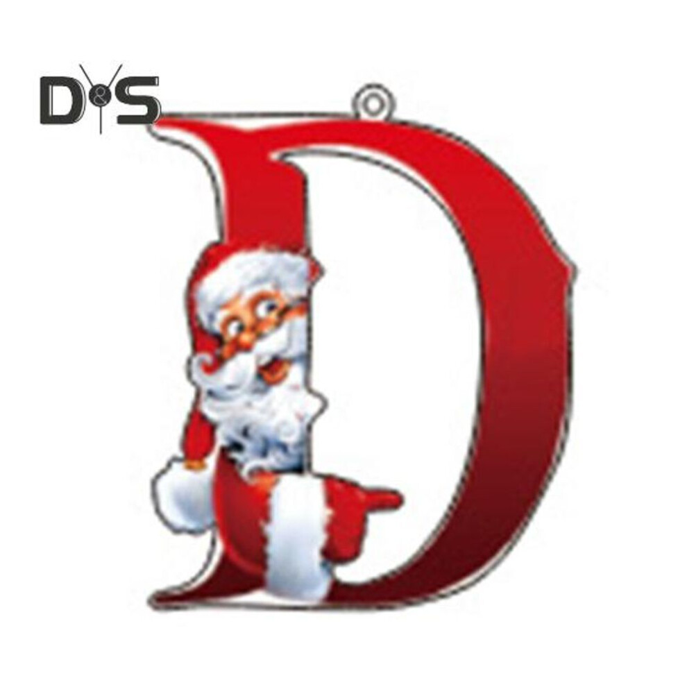 (as the picture, D) Christmas Ornaments Personalized 26 Letters Name Word Tree Hanging Ornaments Santa Monogram Alphabet Acrylic Pendant for Bag Tree Decor