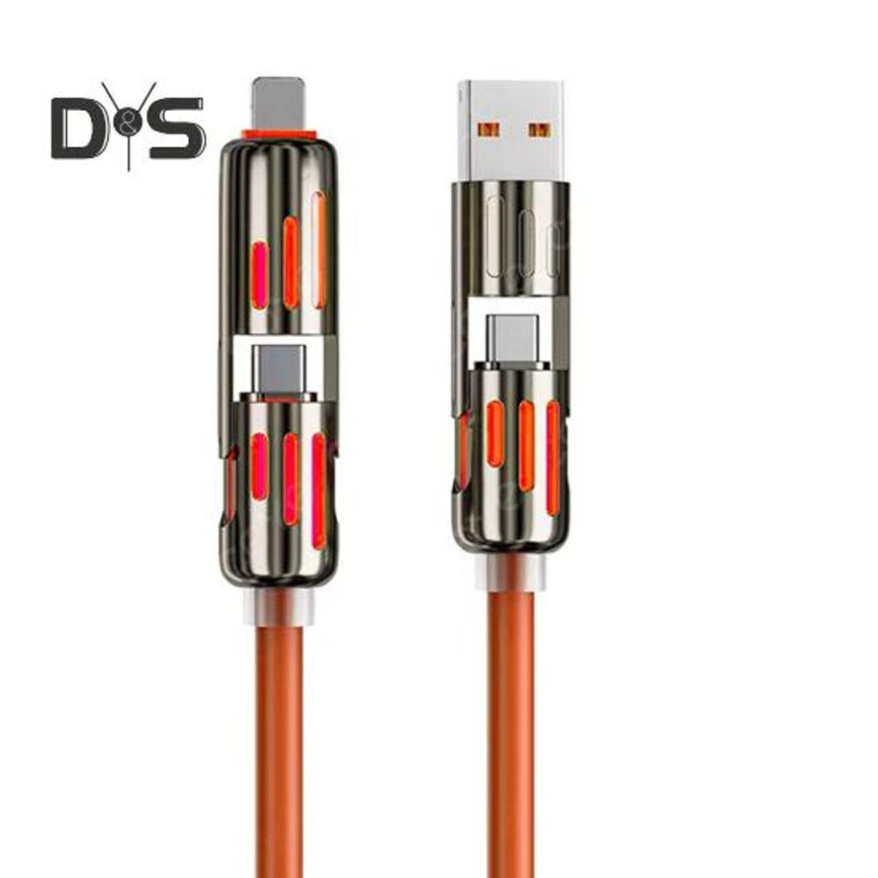 (orange, 1M) Fast Charging Data Cable 240w Thickened Silicone Charging Cable Multi-protocol Data Transfer Cable For Iphone Tablets