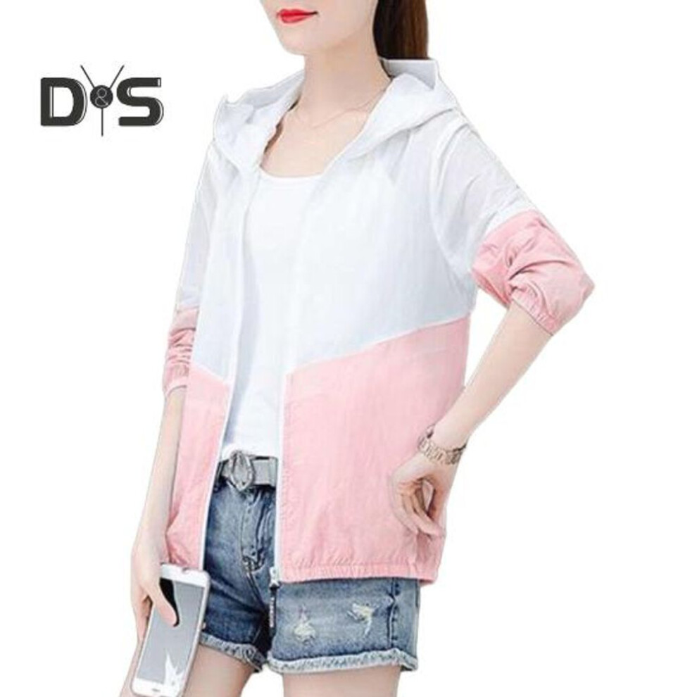 (pink, M) Women's Sun Protection Jacket Full Zip Thin Hoodie Jacket Athletic Workout Anti Uv Windbreaker Quick Dry Hiking Coat For Outdoor Camping